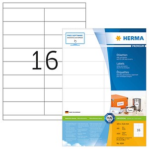 1.600 HERMA Etiketten 4264 weiß 105,0 x 33,8 mm