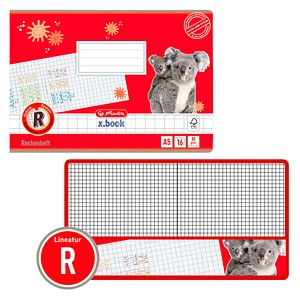 herlitz Zahlenlernheft Koalas Lineatur R kariert DIN A5 quer ohne Rand, 16 Blatt, 1 St.