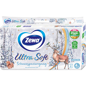 Zewa Toilettenpapier Ultra Soft "Schneespaziergang" 4-lagig, 8 Rollen