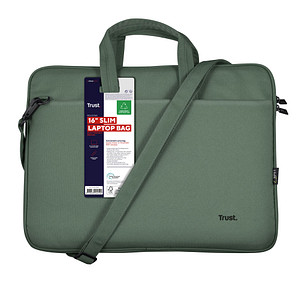 Trust Laptoptasche Bologna Slim Kunstfaser grün 24450 bis 40,6 cm (16 Zoll)