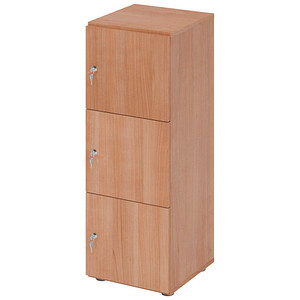 HAMMERBACHER Schließfachschrank nussbaum V234L3/N/N/DS, 3 Schließfächer 40,0 x 42,0 x 110,0 cm