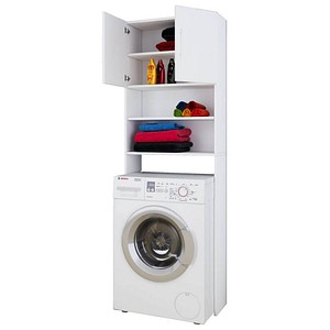 VCM my bath Waschmaschinenschrank Jutas, 911986 weiß 2 Fachböden 64,0 x 25,0 x 190,0 cm