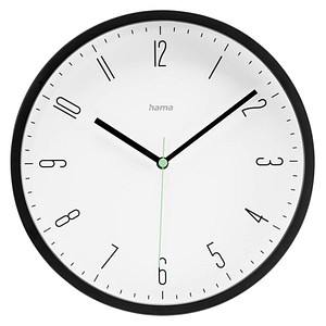 hama Wanduhr Capri weiß schwarz Kunststoff, Ø 25,0 cm