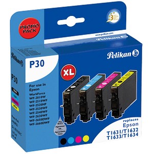4 Pelikan P30 schwarz, cyan, magenta, gelb Tintenpatronen ersetzen EPSON 16XL / T1636 4 Pelikan P30 schwarz, cyan, magenta, gelb Tintenpatronen ersetzen EPSON 16XL / T1636