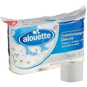 alouette Toilettenpapier Deluxe 5-lagig, 6 Rollen