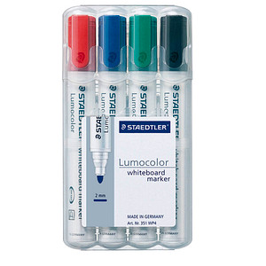 STAEDTLER Lumocolor Whiteboard-Marker farbsortiert 2,0 - 5,0 mm, 4 St.