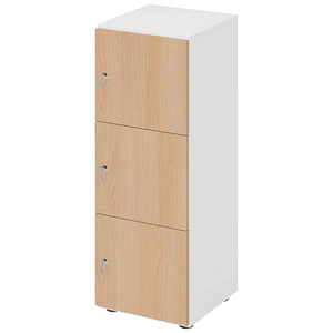 HAMMERBACHER Schließfachschrank weiß, eiche V234L3/W/E/DS, 3 Schließfächer 40,0 x 42,0 x 110,0 cm