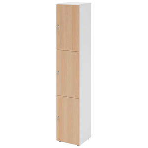 HAMMERBACHER Schließfachschrank weiß, eiche V264L3/W/E/DS, 3 Schließfächer 40,0 x 42,0 x 215,6 cm