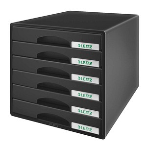 LEITZ Schubladenbox Plus  schwarz 52120095, DIN A4 mit 6 Schubladen