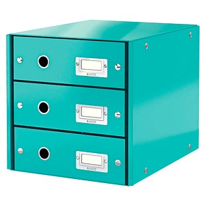 LEITZ Schubladenbox Click & Store eisblau DIN A4 mit 3 Schubladen