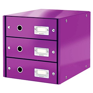 LEITZ Schubladenbox Click & Store  violett 60480062, DIN A4 mit 3 Schubladen