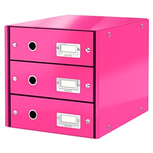 LEITZ Schubladenbox Click & Store pink DIN A4 mit 3 Schubladen