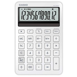 CASIO MS-200DQ-WE Taschenrechner seidiges weiß