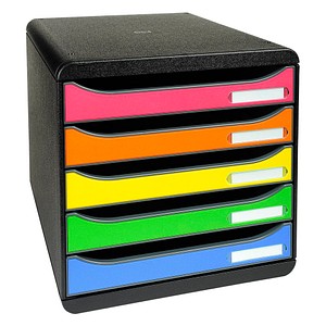 Exacompta Schubladenbox BIG-BOX PLUS rot, orange, gelb, grün, violett DIN A4 mit 5 Schubladen