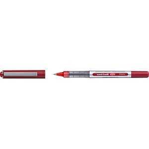uni-ball eye micro UB-150E Tintenroller silber 0,2 mm, Schreibfarbe: rot, 12 St.