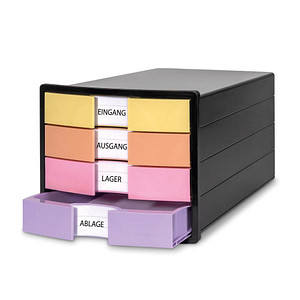 HAN Schubladenbox IMPULS  gelb, orange, rosa, lila 1012-139D, DIN A4 mit 4 Schubladen, 1 St.