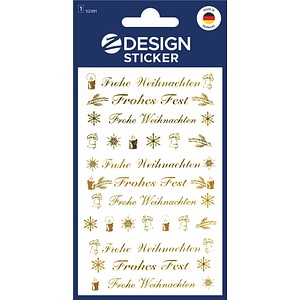 AVERY Zweckform Aufkleber Frohe Weihnachten, gold, 9 Etiketten