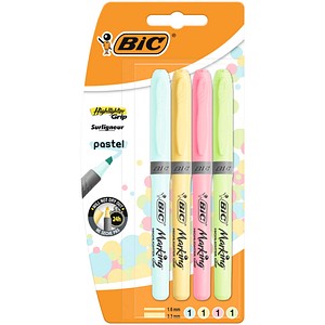 BIC Highlighter Grip Pastel Textmarker farbsortiert, 4 St.