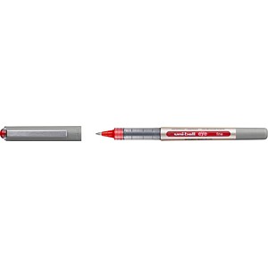 uni-ball eye fine UB-157E Tintenroller silber 0,4 mm, Schreibfarbe: rot, 12 St.