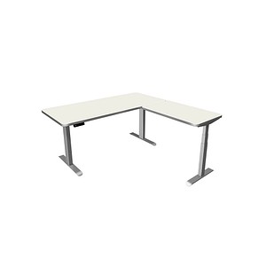 Kerkmann Move 3 Premium elektrisch höhenverstellbarer Schreibtisch weiß L-Form, T-Fuß-Gestell silber 180,0 x 180,0 cm