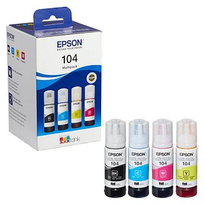 EPSON 104/T00P64  schwarz, cyan, magenta, gelb Tintenflaschen, 4er-Set