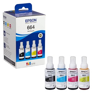 4 EPSON T6646 schwarz, cyan, magenta, gelb Tintenflaschen 4 EPSON T6646 schwarz, cyan, magenta, gelb Tintenflaschen