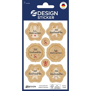 AVERY Zweckform Aufkleber Frohe Weihnachten, braun, 8 Etiketten