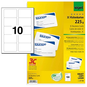 100 SIGEL Visitenkarten LP798 satiniert weiß 225 g/qm