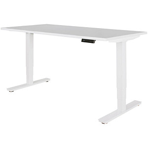 AMSTYLE elektrisch höhenverstellbarer Schreibtisch weiß ohne Tischplatte, T-Fuß-Gestell weiß 105,0 - 182,0 x 70,0 cm