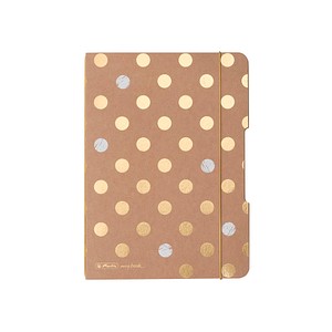 herlitz Notizbuch Pure Glam DIN A5 punktkariert, braun mit metallic Punkten Softcover 40 Seiten, 1 St.