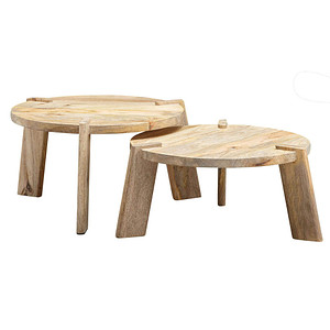 WOHNLING Couchtische-Set rund Massivholz mango, 1 St.
