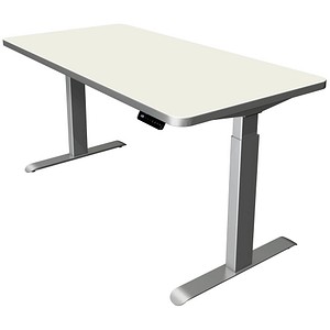 Kerkmann Move 3 Premium elektrisch höhenverstellbarer Schreibtisch weiß rechteckig, T-Fuß-Gestell silber 160,0 x 80,0 cm