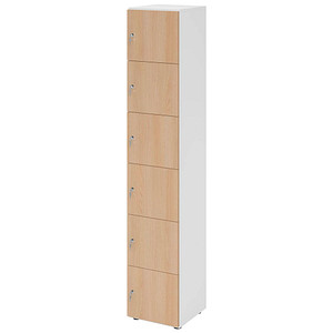 HAMMERBACHER Schließfachschrank weiß, eiche V264L6/W/E/DS, 6 Schließfächer 40,0 x 42,0 x 215,6 cm