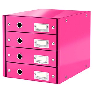 LEITZ Schubladenbox Click & Store  pink 60490023, DIN A4 mit 4 Schubladen