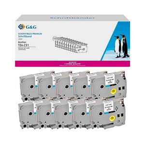 G&G Schriftbänder 20100 ersetzt brother TZe-231 , 12 mm, schwarz auf weiß, 10 St.