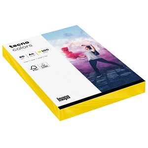 tecno Kopierpapier colors intensivgelb DIN A4 80 g/qm 100 Blatt tecno Kopierpapier colors intensivgelb DIN A4 80 g/qm 100 Blatt
