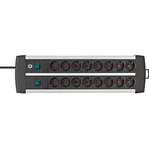 brennenstuhl Premium-Alu-Line 16-fach Steckdosenleiste mit Schalter 3,0 m silber