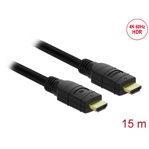 DeLOCK High Speed HDMI Ethernet Kabel 4K 60 Hz HDR 15,0 m schwarz, 1 St.