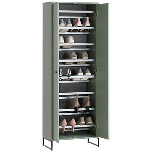 MÖBELPARTNER Schuhschrank Janne, 701781 pastellgrün keine Fachböden 60,2 x 33,1 x 169,7 cm