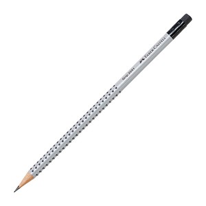 FABER-CASTELL GRIP 2001 Bleistifte B silber mit Radierer, 12 St.