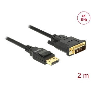 DeLOCK DisplayPort 1.2/DVI Kabel 4K 30 Hz 2,0 m schwarz, 1 St.