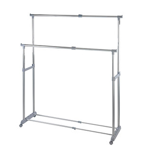 WENKO Teleskop-Garderobe Twin Bars grau Metall 95,0-163,0 x 98,0-168,0 cm