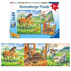 Ravensburger Kuschelzeit Puzzle, 3 x 49 Teile