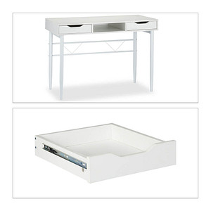 relaxdays Schreibtisch weiß rechteckig, 4-Fuß-Gestell weiß 110,0 x 55,0 cm