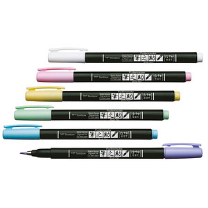 Tombow Fudenosuke Pastel Brush-Pens farbsortiert, 6 St.