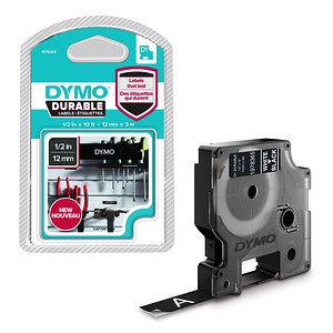 DYMO Schriftband D1 1978365, 12 mm weiß auf schwarz