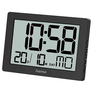 hama digitale Wanduhr Ko Tao schwarz Kunststoff 16,0 x 11,0 cm