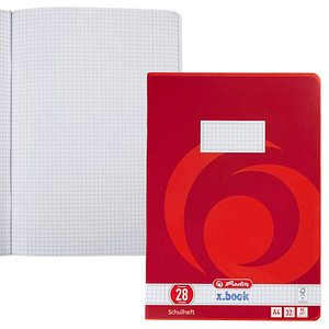 herlitz Schulheft x.book Lineatur 28 kariert DIN A4 Innen- und Außenrand, 32 Blatt, 1 St.