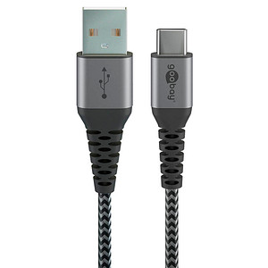 goobay USB 2.0 A/USB C Kabel 1,0 m schwarz, grau