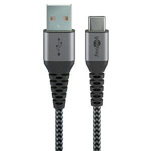 goobay USB 2.0 A/USB C Kabel 2,0 m schwarz, grau